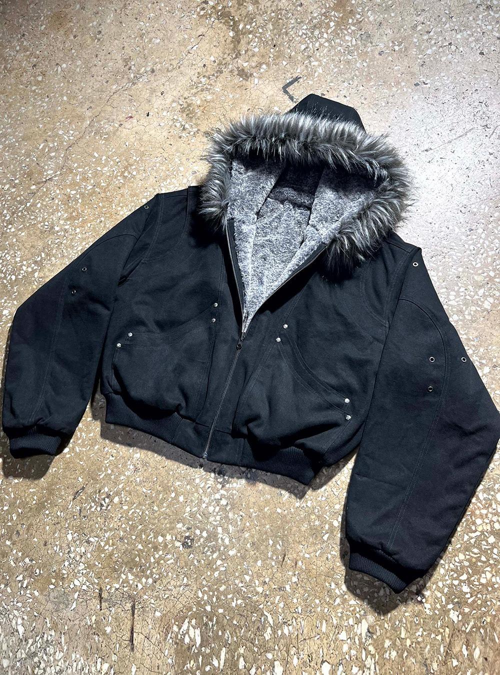 Reversible Sculpted Fur Bomber Jacket