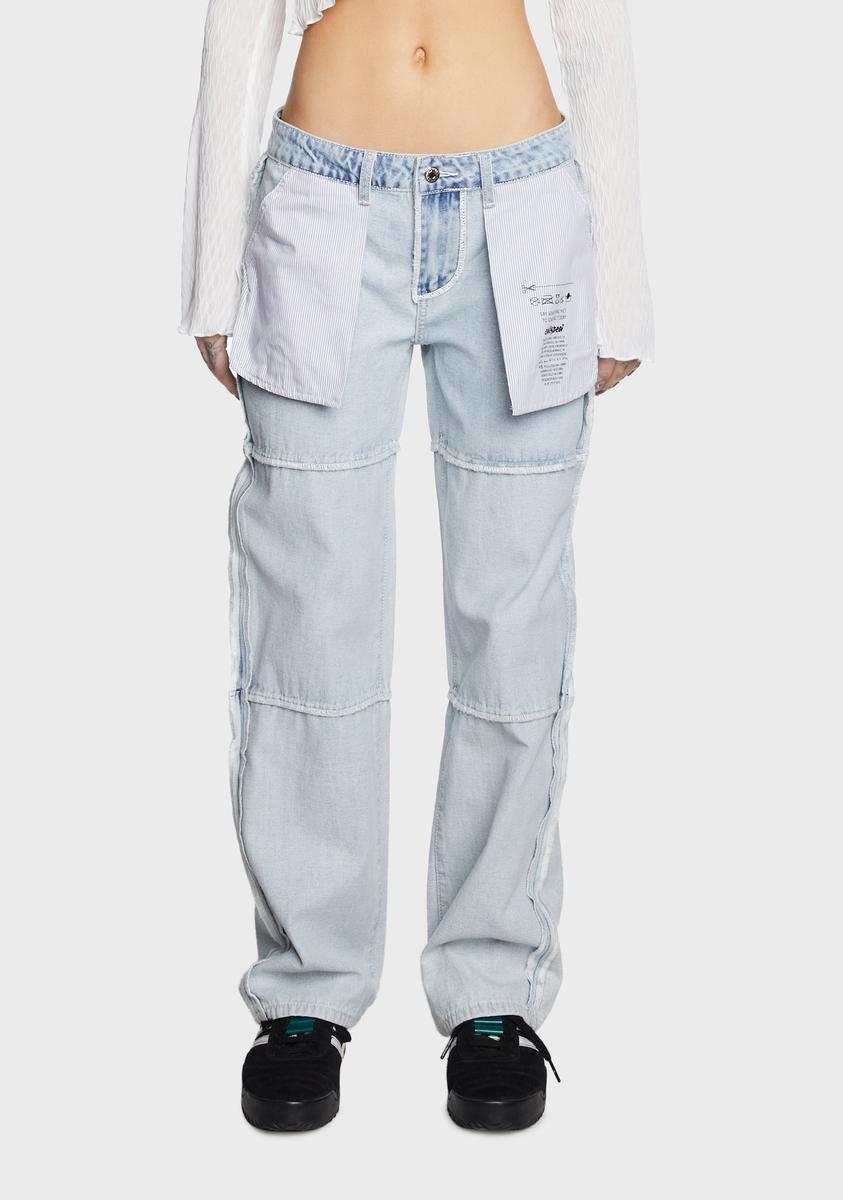 Unravel Low Rise Inside Out Jeans - LIGHT BLUE / X-SMALL