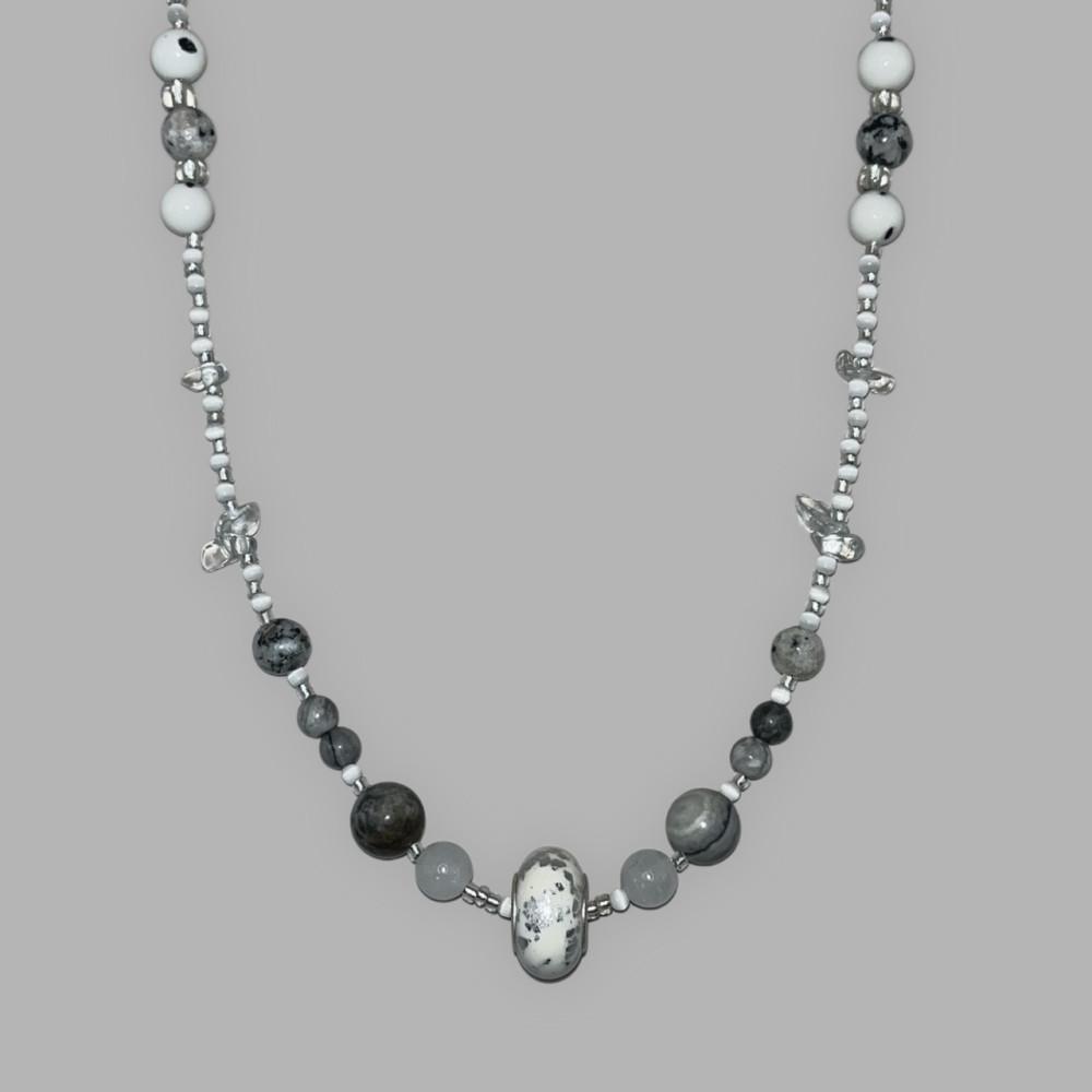 Foil Necklace 빈티지 보헤미안 원석 비즈 호일 목걸이