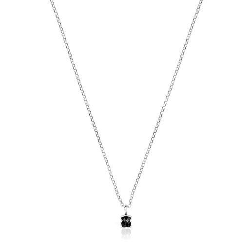 Collar de plata con motivo oso de ónix facetado TOUS Mini Onix
