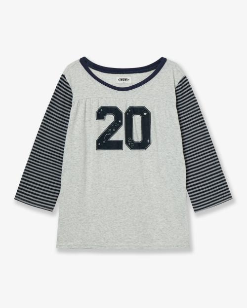 STRIPE COMBI TEE [NAVY]