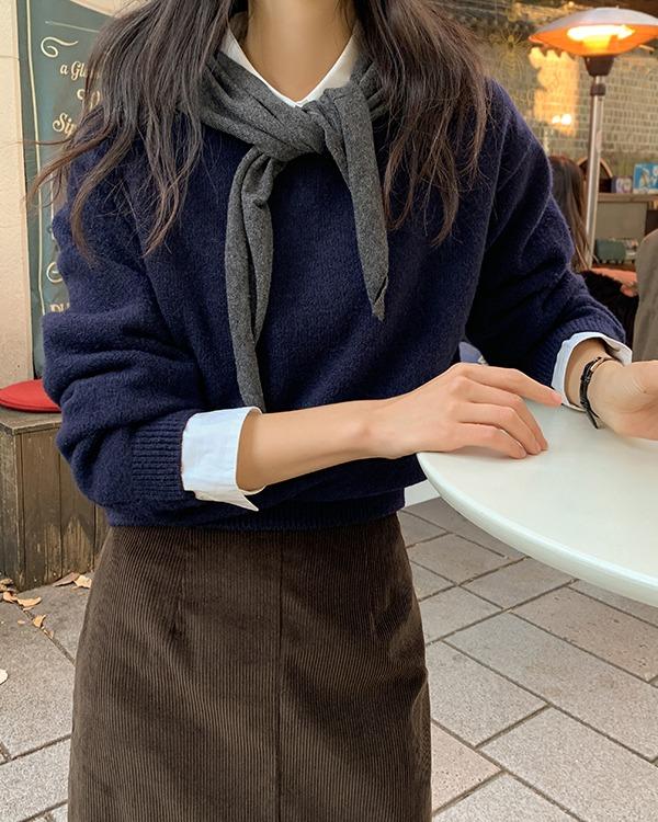 퓨어다 [데일리/맨살가능] 드피터 울 라운드 니트