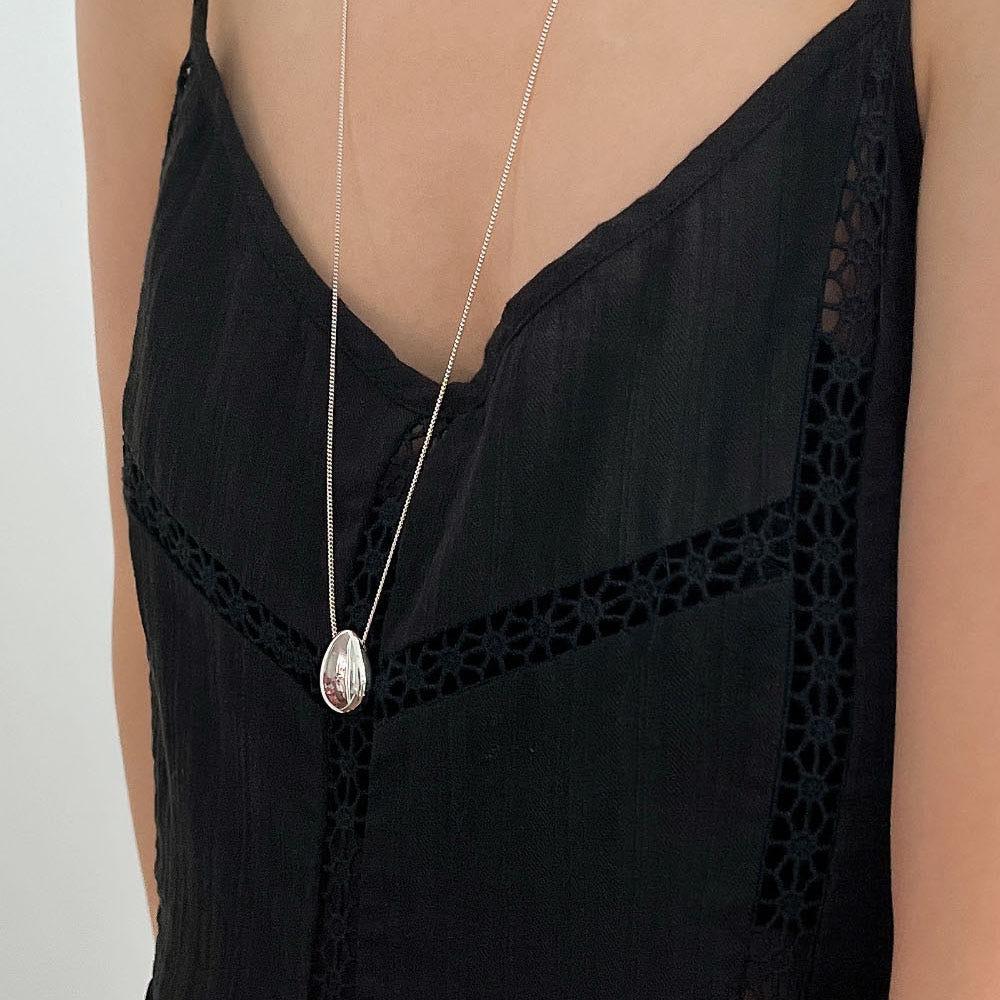 실버925 에그 롱목걸이