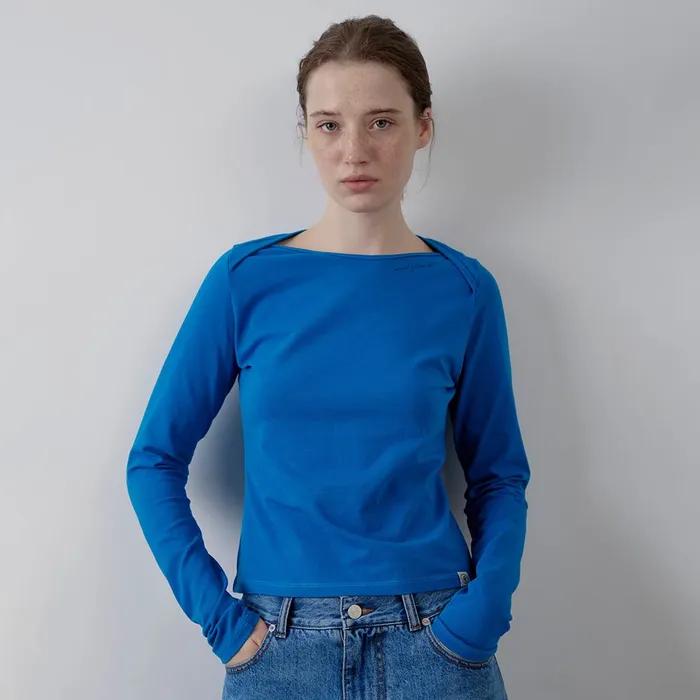 [6차]arta color boat neck long sleeve_sea blue