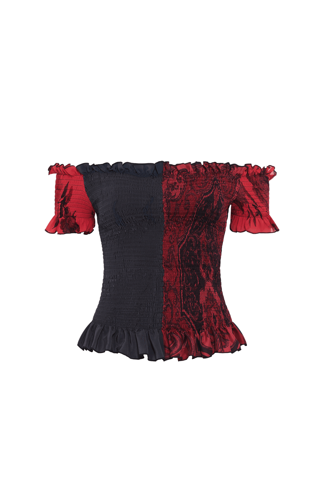 Upcycled Shirred Scarves Fitted Top • Marine Serre