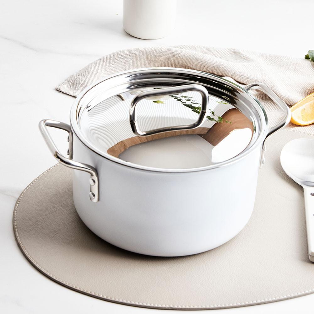 핀일로 국내산 칼라스텐 포스코304 통5중 화이트 20 양수냄비 인덕션용 인덕션냄비