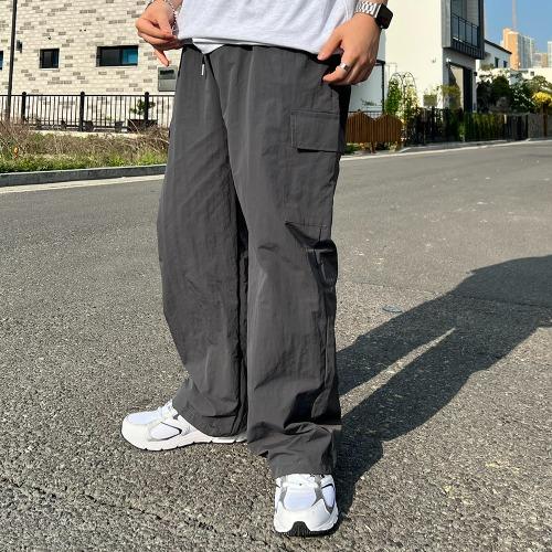 나일론 카고 와이드팬츠
