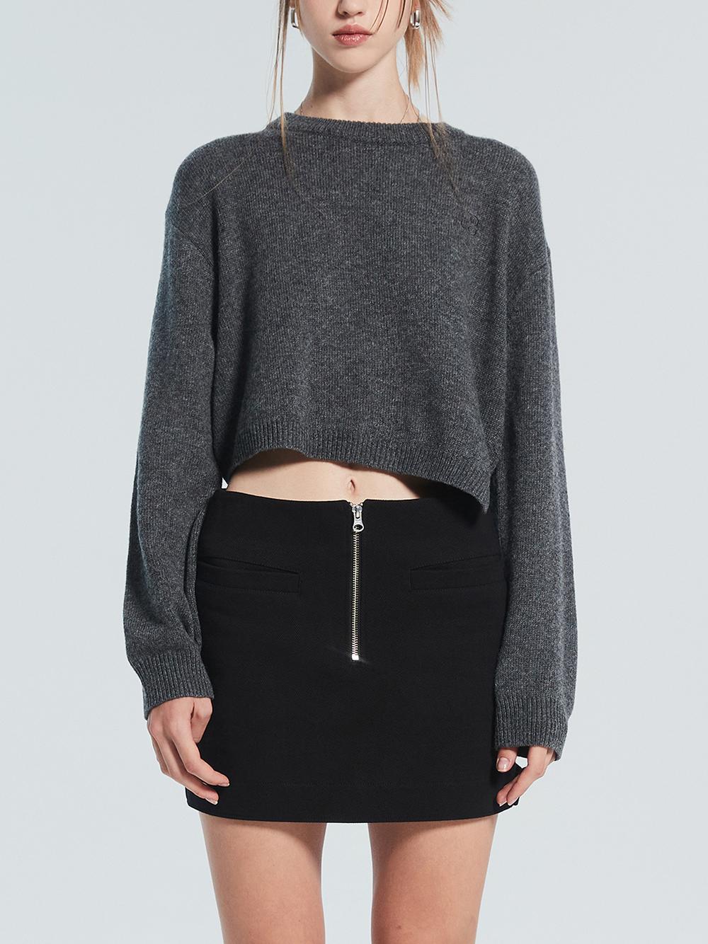 RA UNBALANCED CROP KNIT [CHARCOAL] -15%