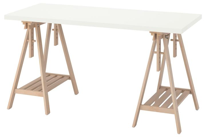 락캅텐+미트바크 각도높이조절 책상 작업실 공부 140x60cm 화이트/자작나무