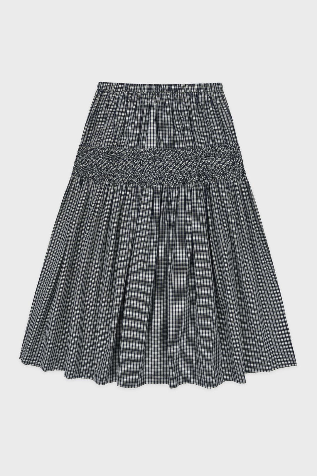 Sinoon Smocking Flared Skirt (Navy)
