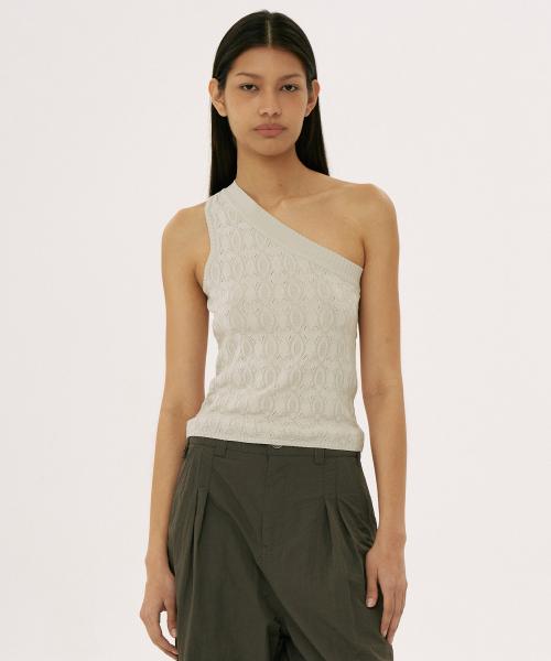Geometric One Shoulder Knit Pearl