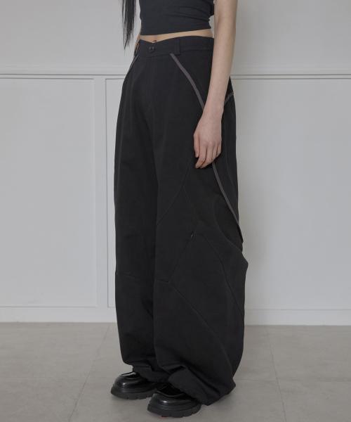 Asymmetrical Wide Pants (FL-253_Black)