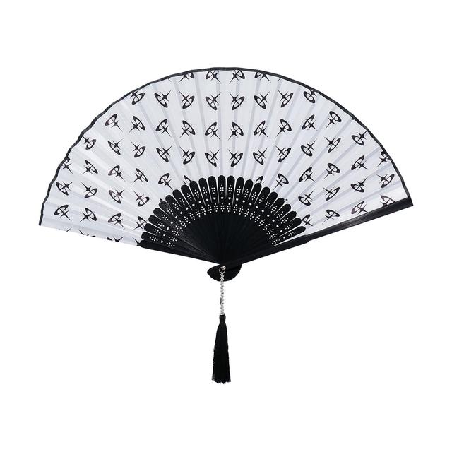 SATIN HAND FAN [white/black]