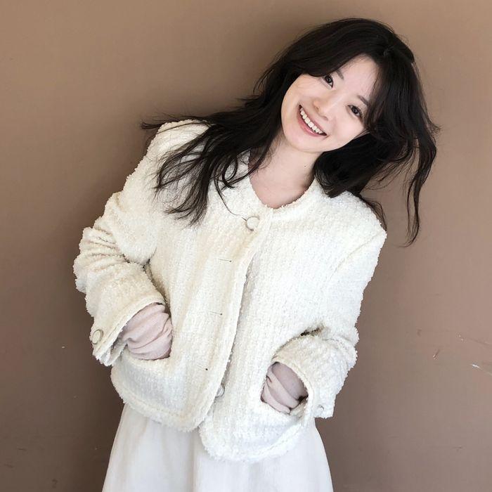 25 Spring_ Cream Cotton Tweed Blazer