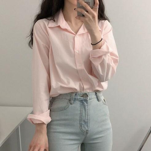 메이킹유 무지블라우스 카라넥 셔츠 남방 루즈핏 데일리룩 319에티드블라우스