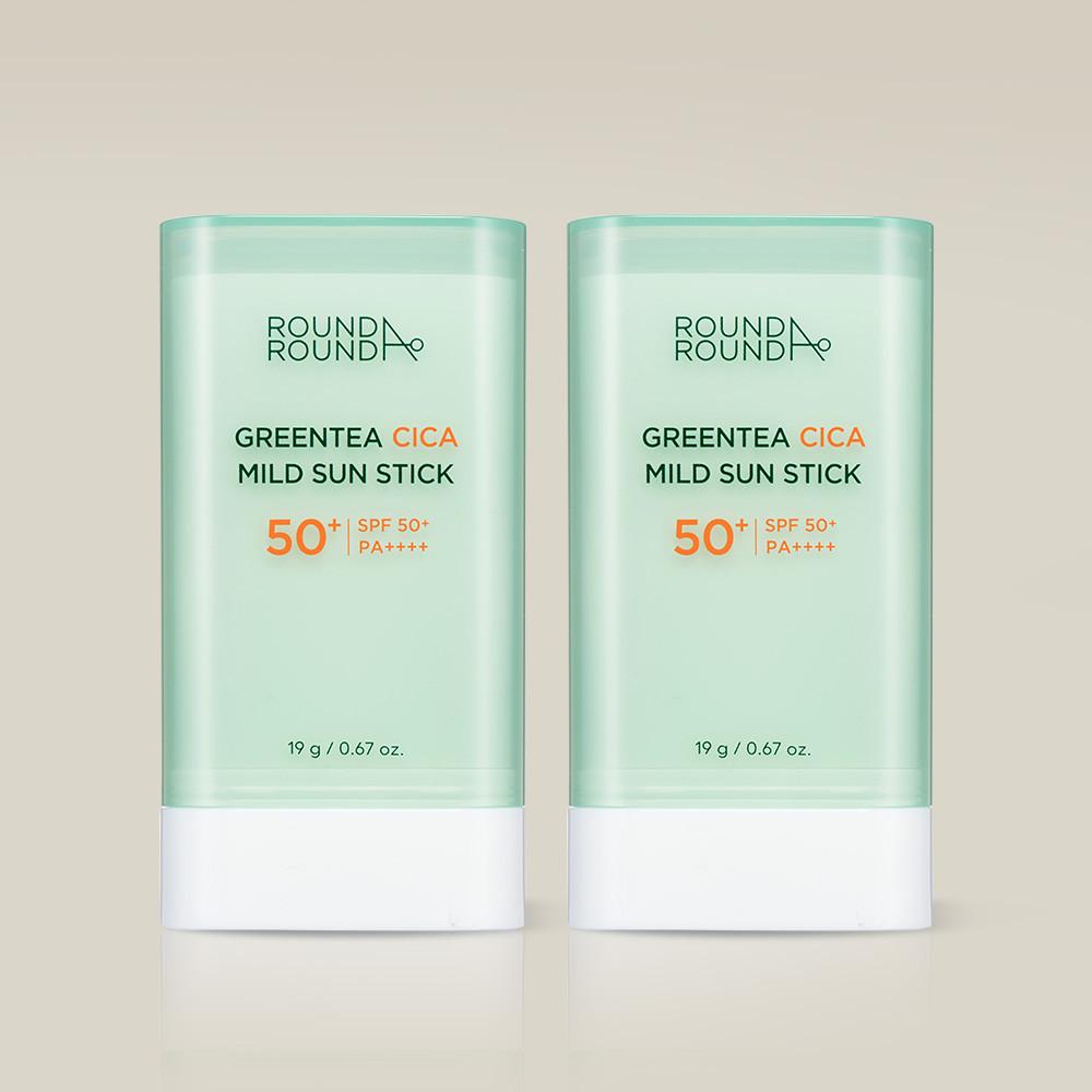 라운드어라운드 그린티 시카 마일드 선스틱 19g+19g 더블 기획세트 SPF50+ PA++++