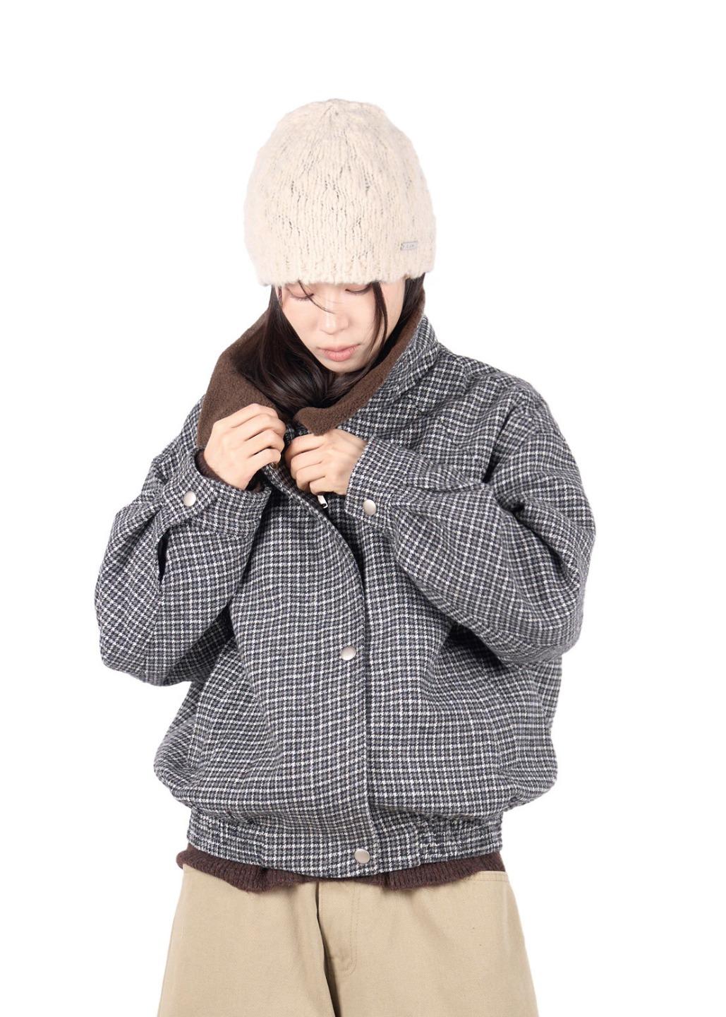 CHECK SHEARING WOOL JACKET