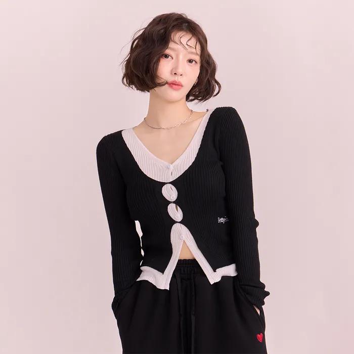 베티붑 레이어드 컷아웃 긴팔 니트_블랙