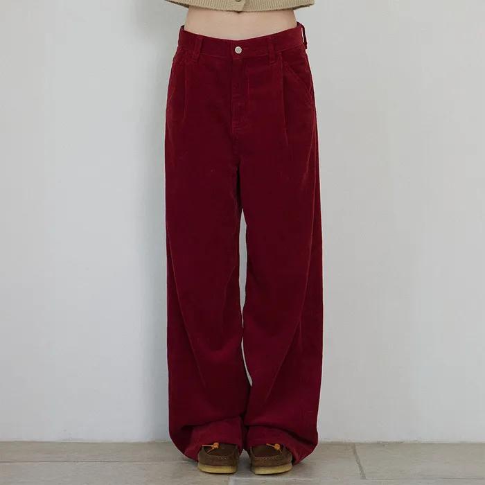[3차 당일배송]Wide Legs Corduroy Denim Jeans_Red