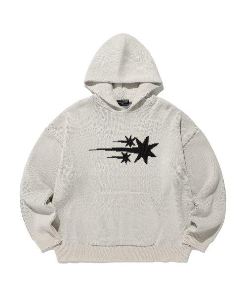 3STARS LOGO KNIT HOODIE_IVORY(NG2DFUK610A)