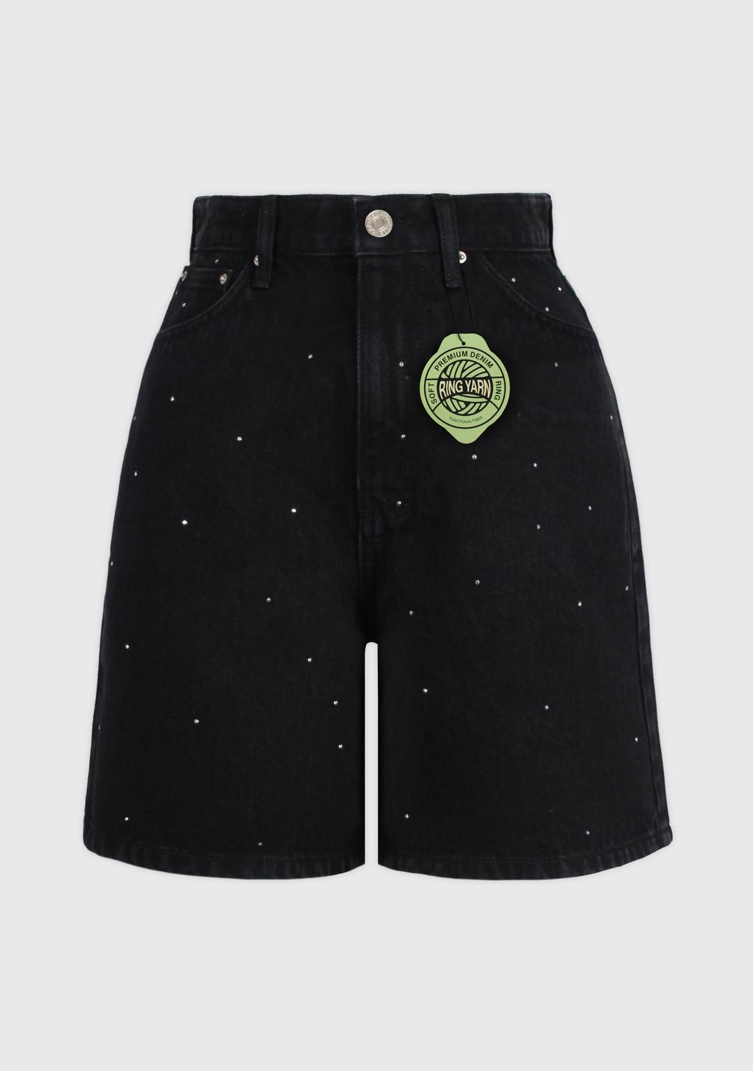 2nd) Crystal Stud Half Denim