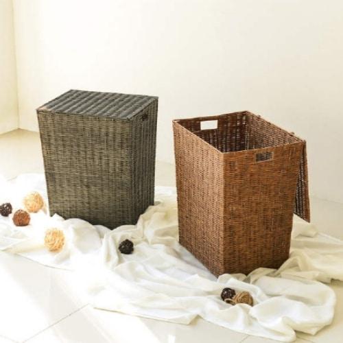 홈앤하우스 라탄 패턴 사각 햄퍼 80L