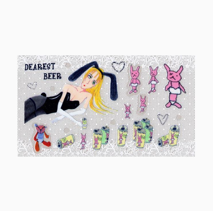 [niptong] dearest beer 바니걸 맥주 레이스 투명 스티커