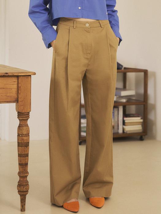 SIPT7093 원턱 와이드 치노 팬츠_Camel beige