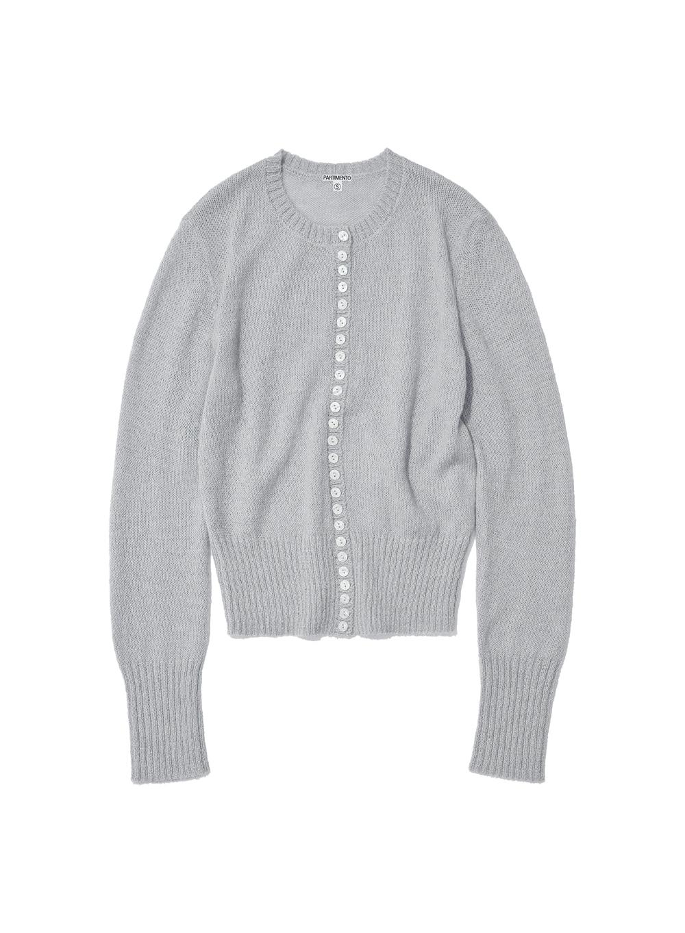 [WOMEN] WIDE RIB BUTTON-UP KNIT CARDIGAN_LIGHT GREY