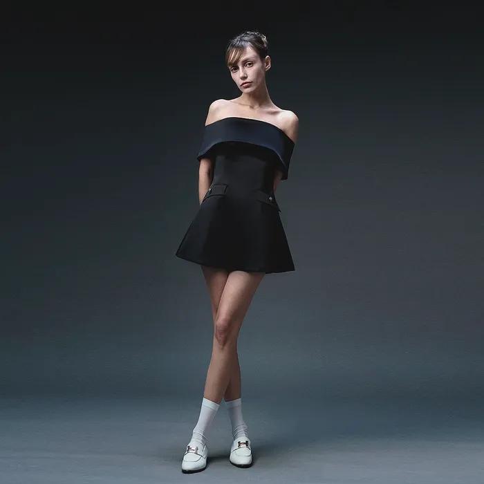 Black Button Classic Mini Dress