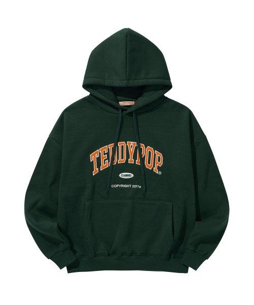 캠퍼스 기모 후드티 그린