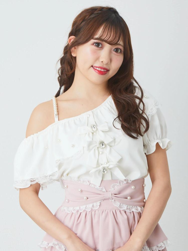 ワンショルリボンブラウス