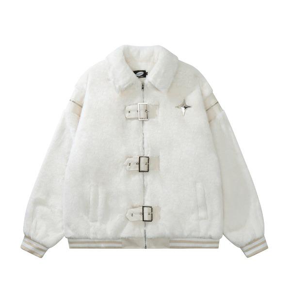 [당일발송/주문폭주] 가바바  남녀공용 벨트와 지퍼 포인트의 따듯하게 입기 좋은 오버핏 양털 자켓 G78063