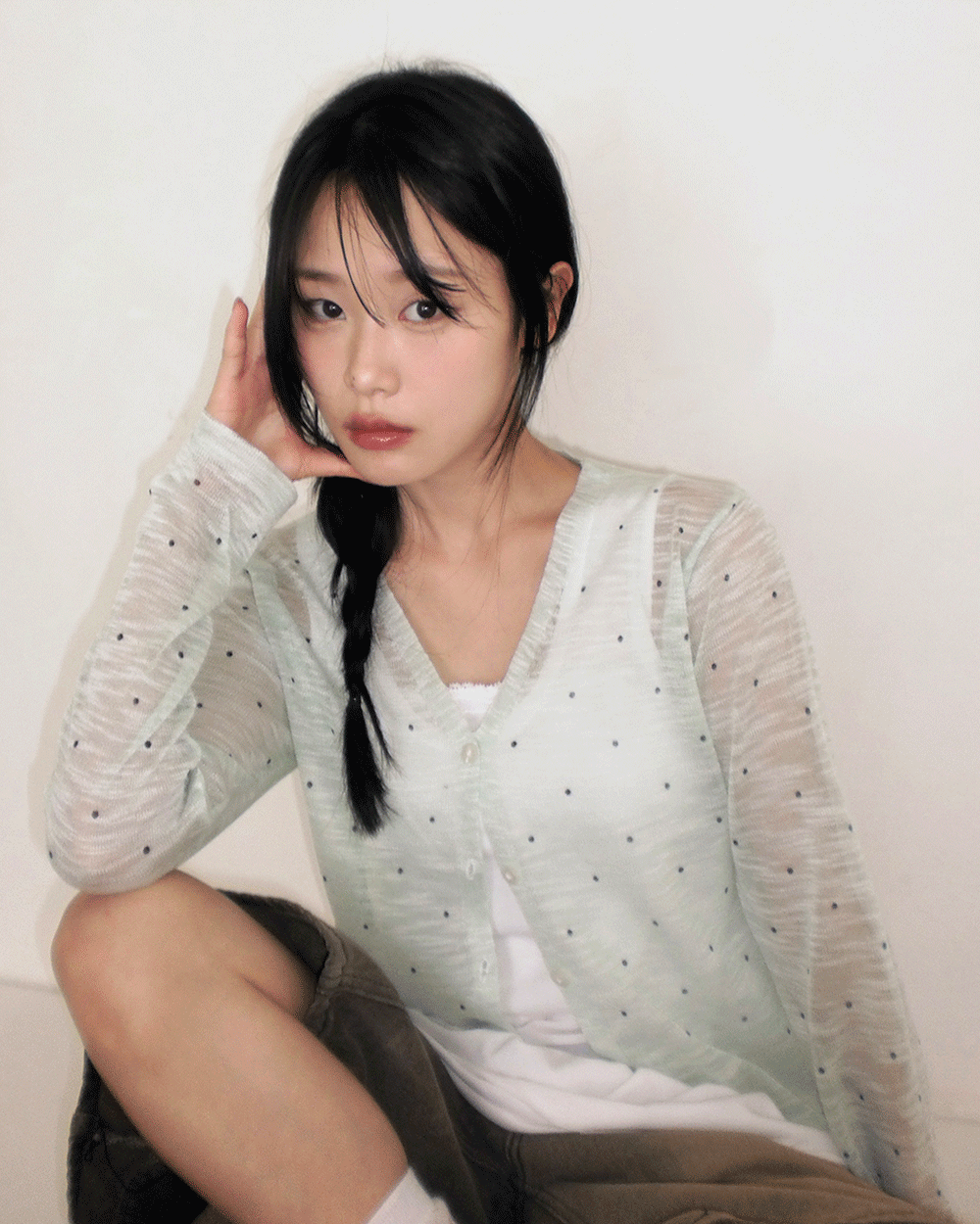 원더원더 [살안타템/여름] 플란 여름 시스루 도트 가디건