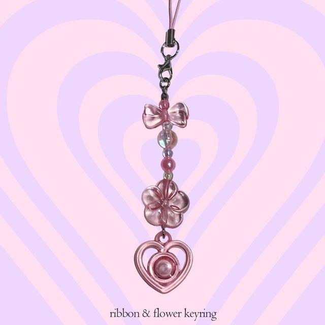 ribbon & flower beaded keyring 8colors [리본 앤 플라워 키링]