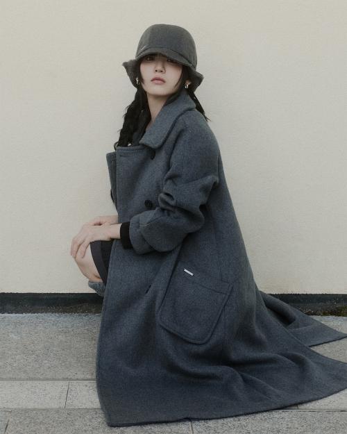 Double button long coat CHARCOAL