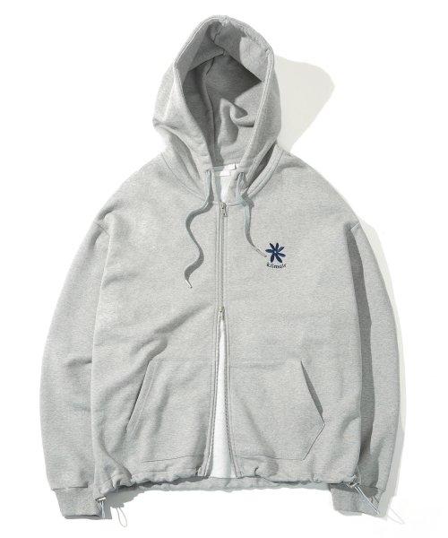 플라워 로고 투웨이 스트링 후드집업_그레이