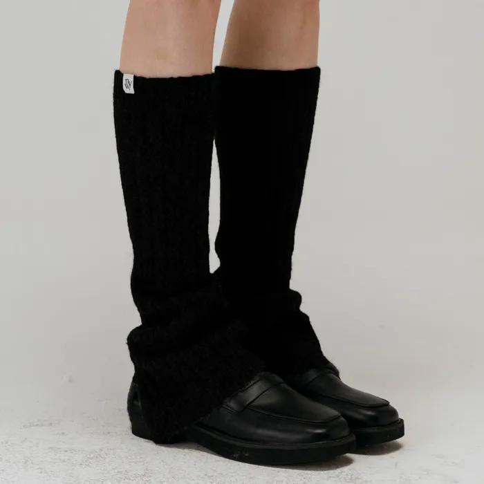 [WOOL] WIDE KNIT LEG WARMERS_BLACK
