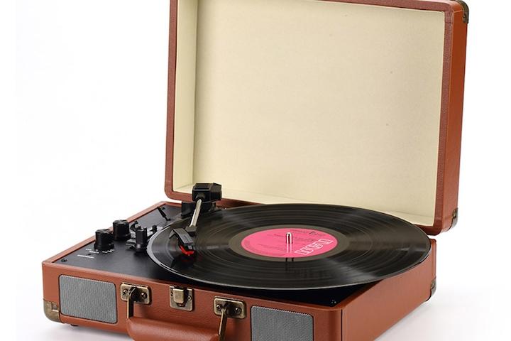 [해외] 블루투스 스피커 LP 턴테이블 접이식 가죽 케이스