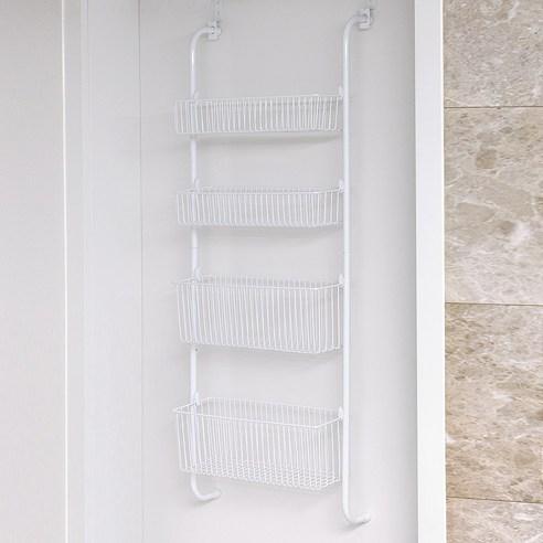 노바리빙 와이어 4단 다용도 문걸이 선반 수납 간편 DIY 철제선반, 화이트, 1개