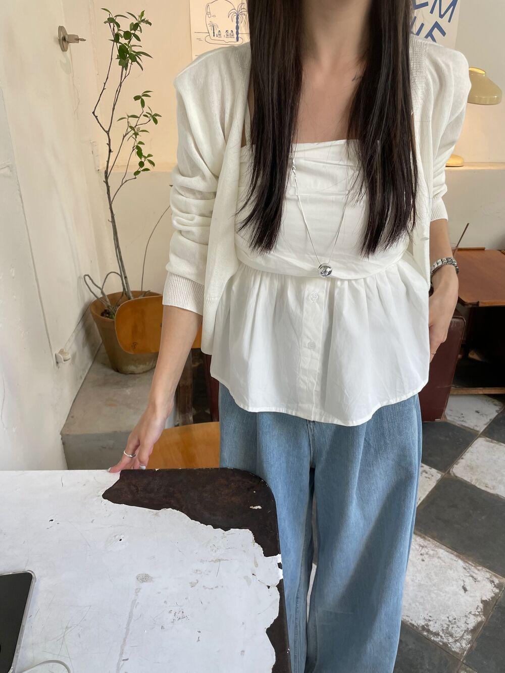 베인 린넨 가디건  - 아이보리