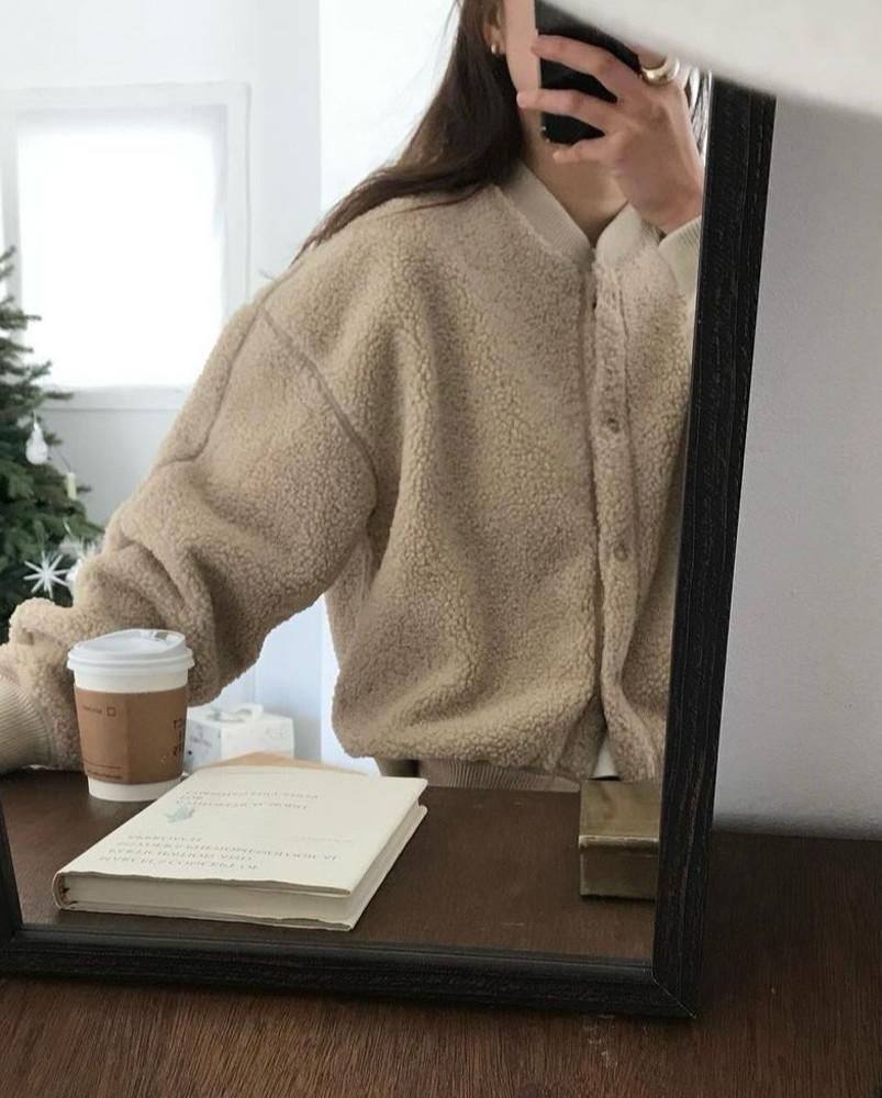 carol 캐롤 포포 플리스 가디건 후리스 뽀글이 양털 cd