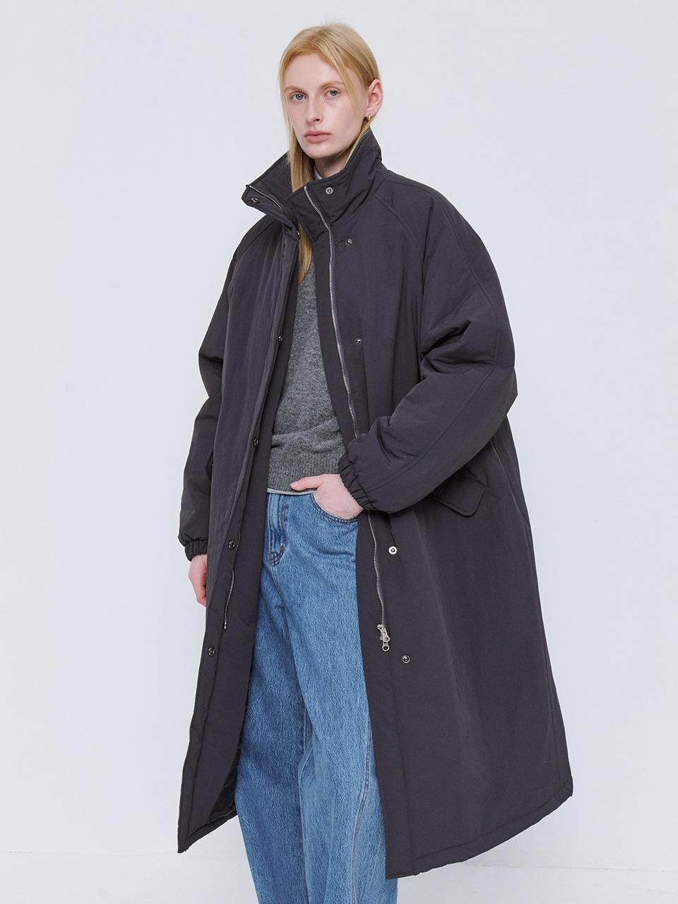 Classic Soft Long Padding Coat - Charcoal