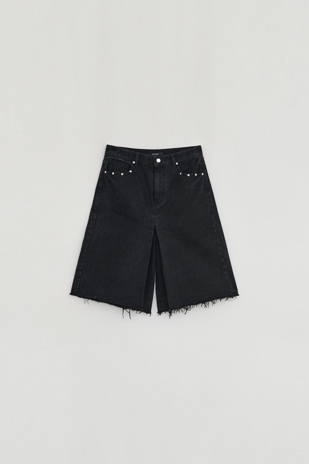 DENIM WRAP SKIRT SHORTS