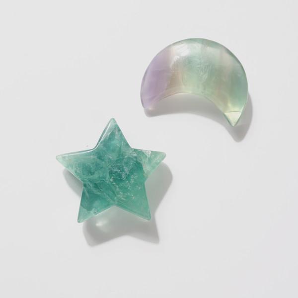 [CARVING STONE] FLOURITE CARVING STONE - 플루라이트 형석 카빙 스톤  별,달,하트