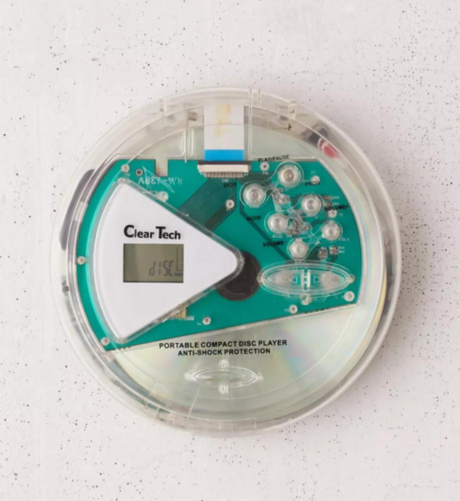 어반 얼반 아웃피터스 레트로 복고풍 투명 클리어 휴대용 미니 CD 시디 플레이어