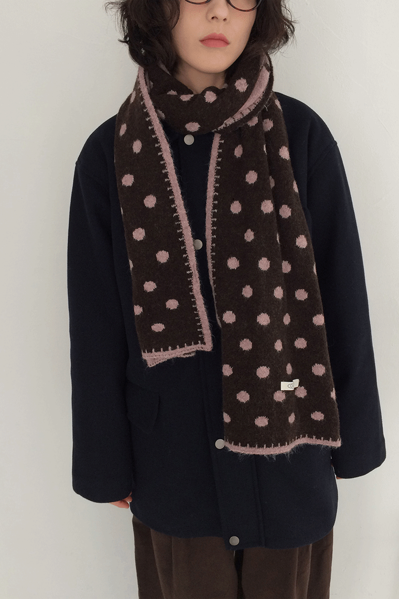 솜솜 도트 울 양면 머플러