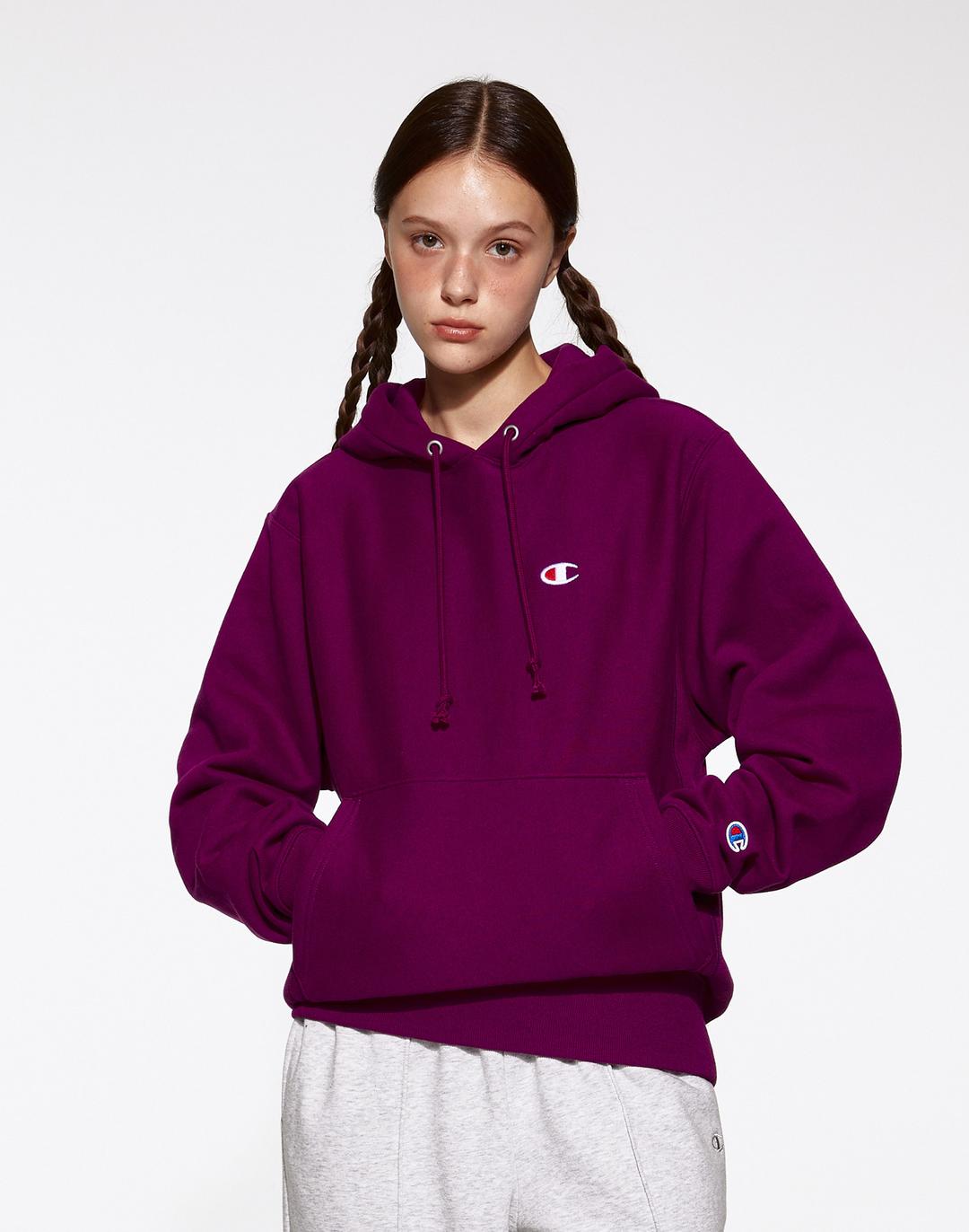 [US] Reverse Weave® 120 C로고 기모 후드스웨트셔츠 (NORMAL VIOLET)