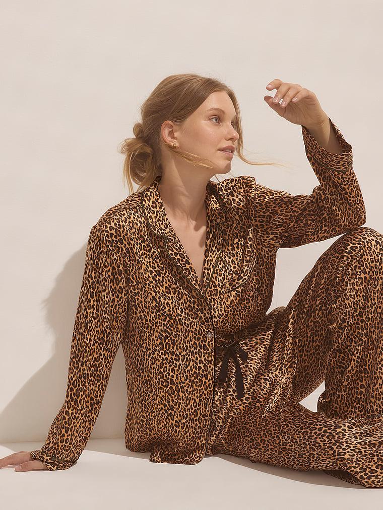 글레이즈드 새틴 롱 파자마 세트