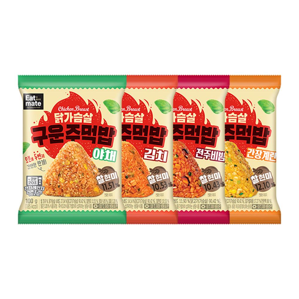 잇메이트 닭가슴살 찰현미 구운주먹밥 김치 5팩